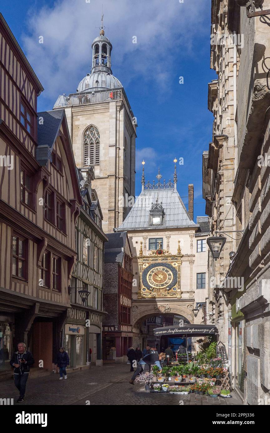 Frankreich, Rouen - Der Uhrenturm Stockfoto