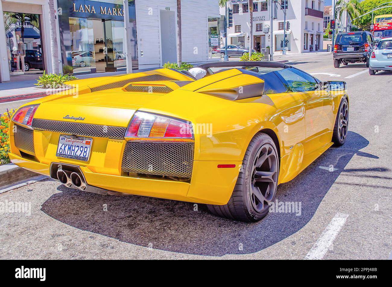 Lamborghini Supercar im Rodeo Drive, Beverly Hills, Kalifornien, USA Stockfoto