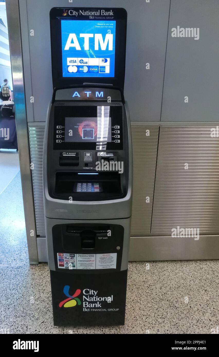 geldautomat, Automat, Bargeld, City National Bank. Kann auch für Banken und Finanzen verwendet werden. Stockfoto