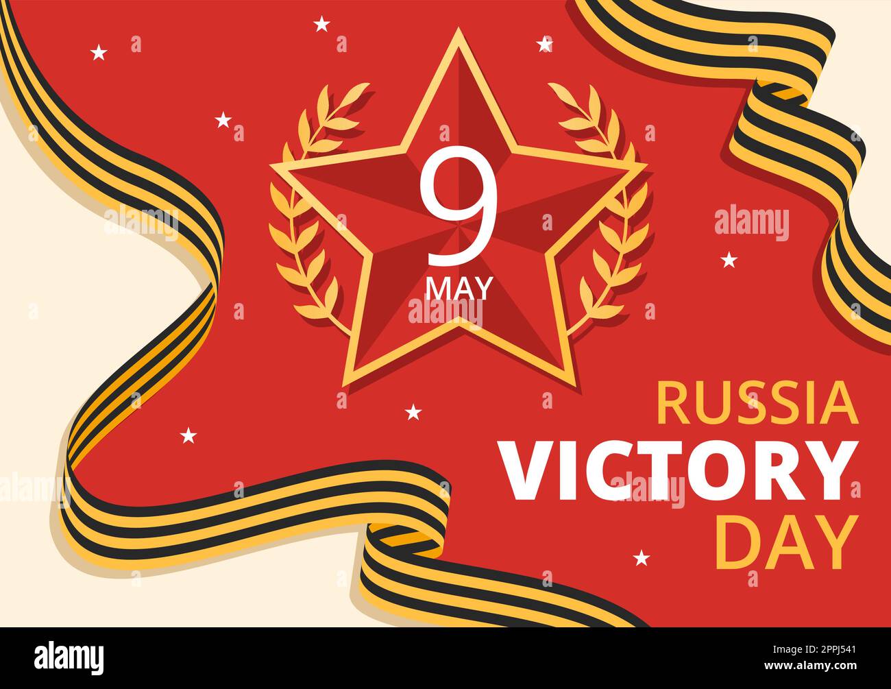 Russischer Siegesfeiertag am 9. Mai Illustration mit Medal Star of the Hero und großem Patriotischen Krieg in flachem Cartoon handgezeichnet für Landing-Page-Vorlagen Stock Vektor