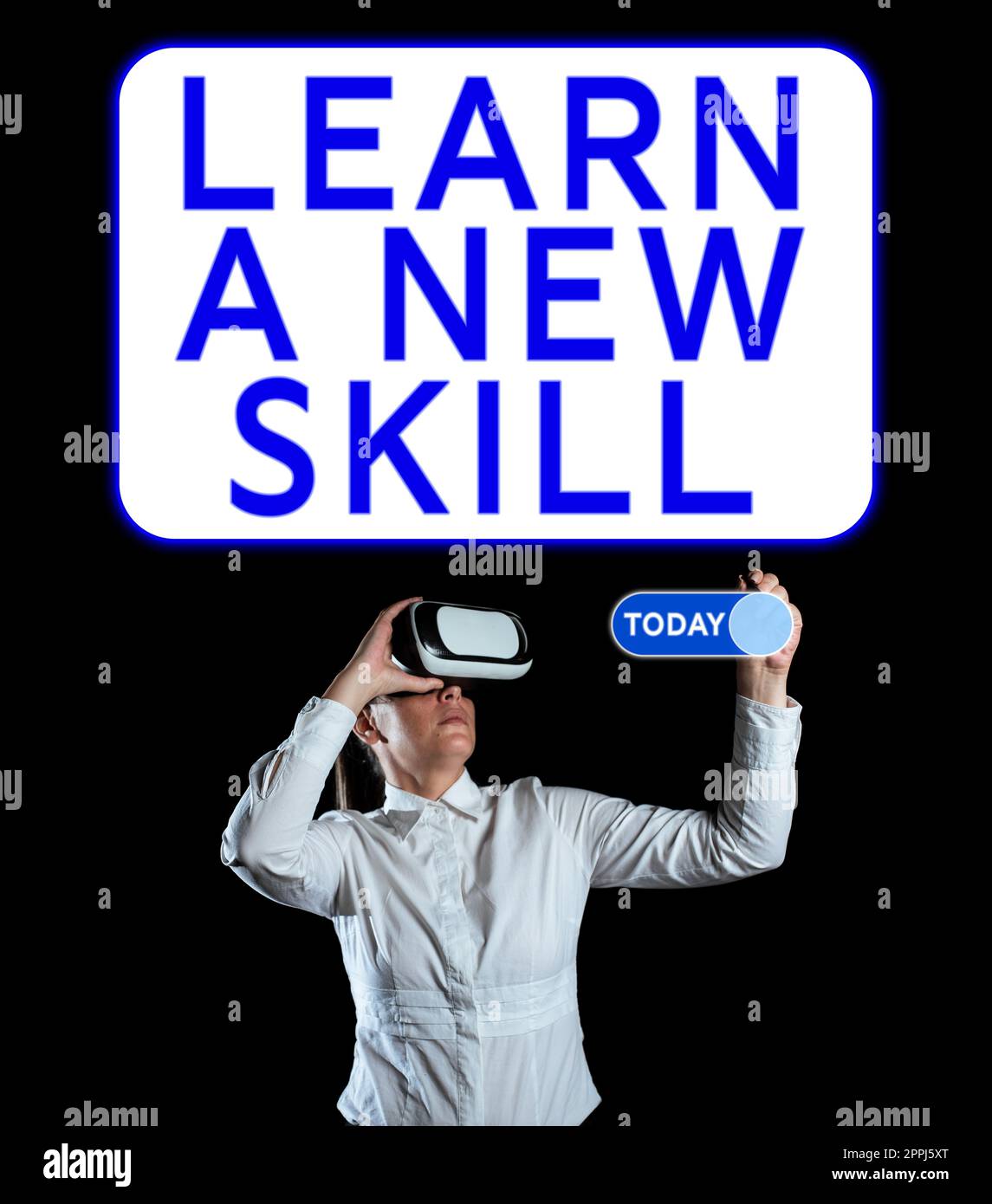 Schild mit der Anzeige „Neue Fertigkeit erlernen“. Erwerb von Geschäftsideen durch Lernerfahrung Stockfoto