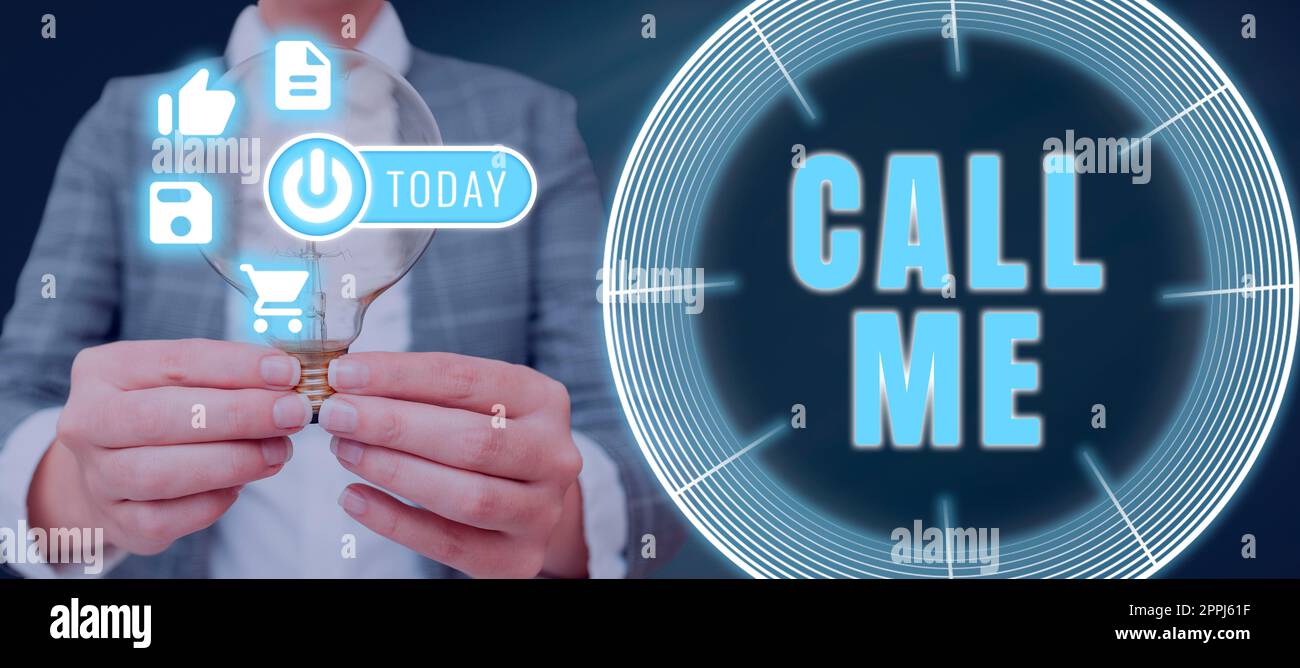 Text mit Inspiration Anruf. Konzeptfoto mit der Bitte um telefonische Kommunikation, um über etwas zu sprechen Stockfoto