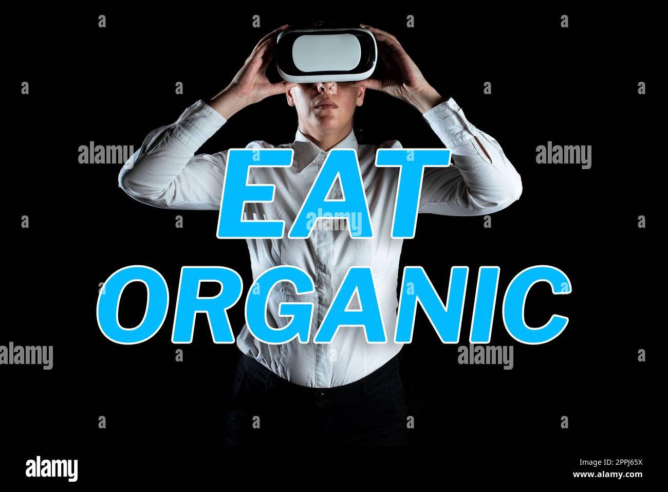 Textunterschrift mit „Eat Organic“. Geschäftskonzept Reduktion des Essens von Süßigkeiten Diabetische Kontrolldiät Stockfoto