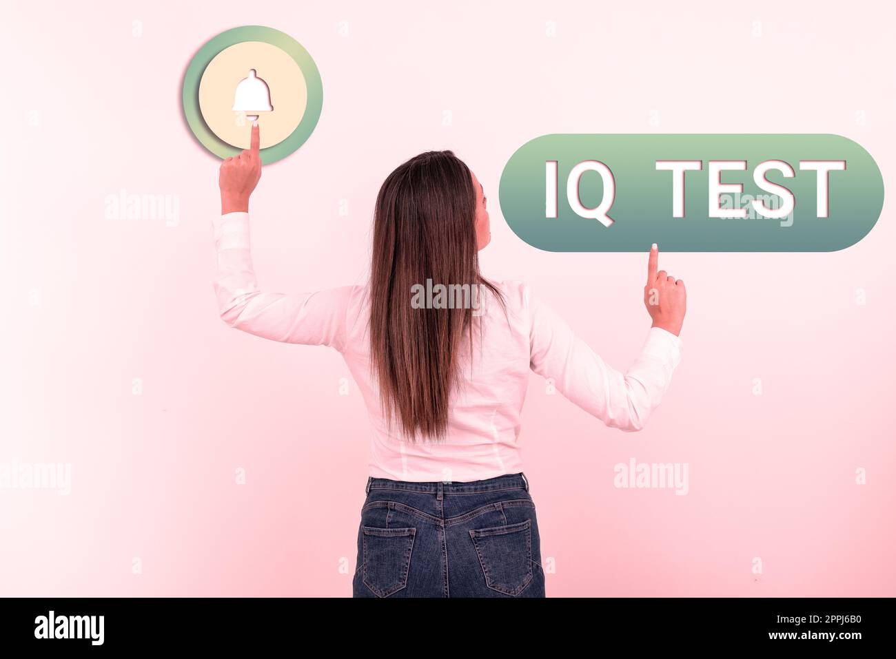 Text mit Inspiration IQ Test. Internetkonzept Versuch, deine kognitiven Fähigkeiten zu messen, menschliche Intelligenz zu beurteilen Stockfoto