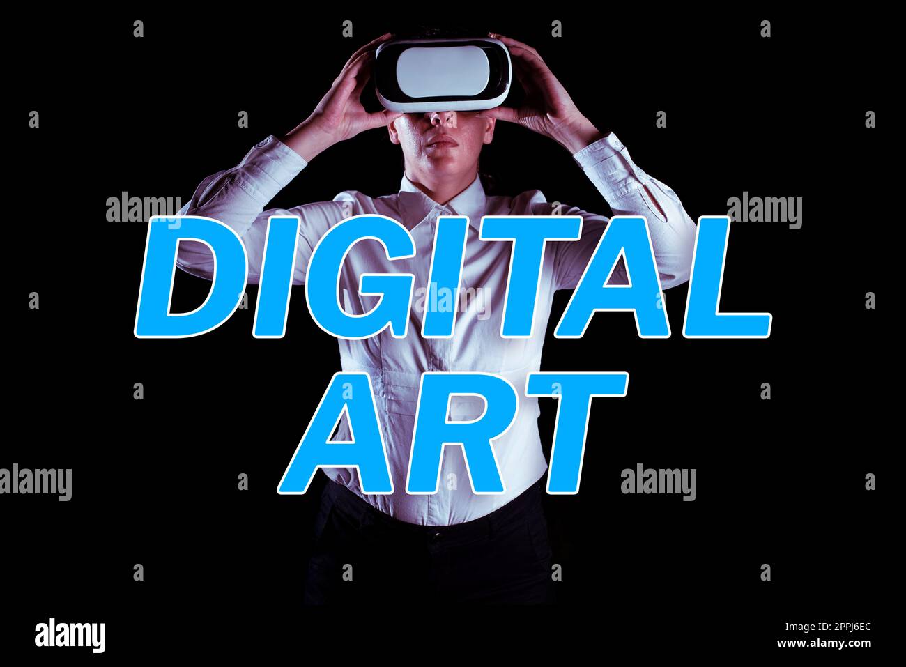 Textunterschrift für digitale Kunst. Unternehmerischer Ansatz Einsatz von Fertigkeiten und kreativer Vorstellungskraft durch Computertechnik Stockfoto