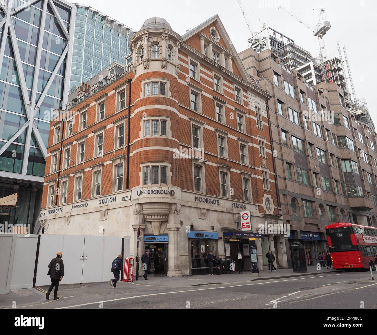 Moorgate U-Bahn-Station in London Stockfoto