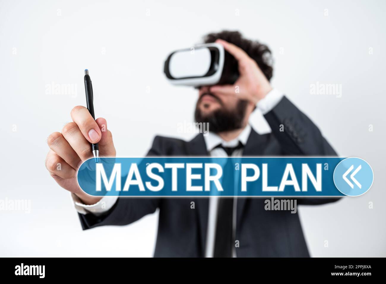 Handschrift Text Masterplan. Konzept bedeutet dynamische langfristige Planung Dokument umfassender Aktionsplan Stockfoto