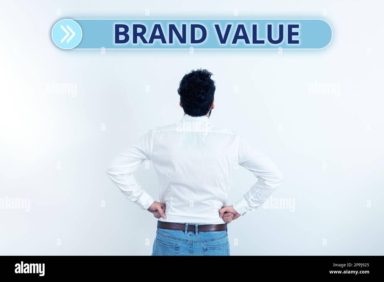 Konzeptionelle Überschrift Markenwert. Business-Showcase-Unternehmen generieren aus Produkten, die für ihre Namen erkennbar sind Stockfoto