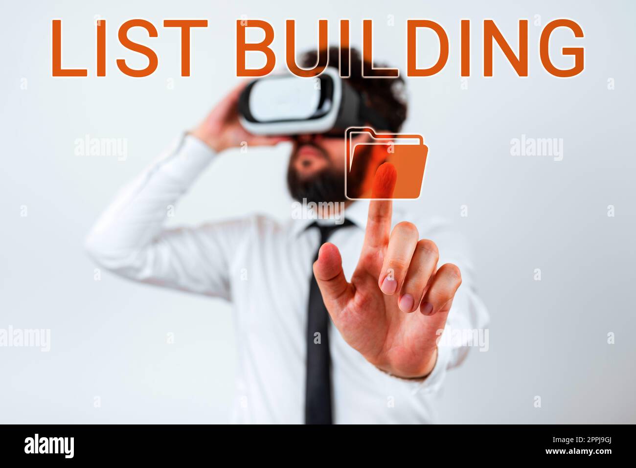 Textbeschriftung zur Erstellung der Liste. Word für eine Datenbank mit Personen, die Sie mit Ihrer Marketingbotschaft kontaktieren können Stockfoto