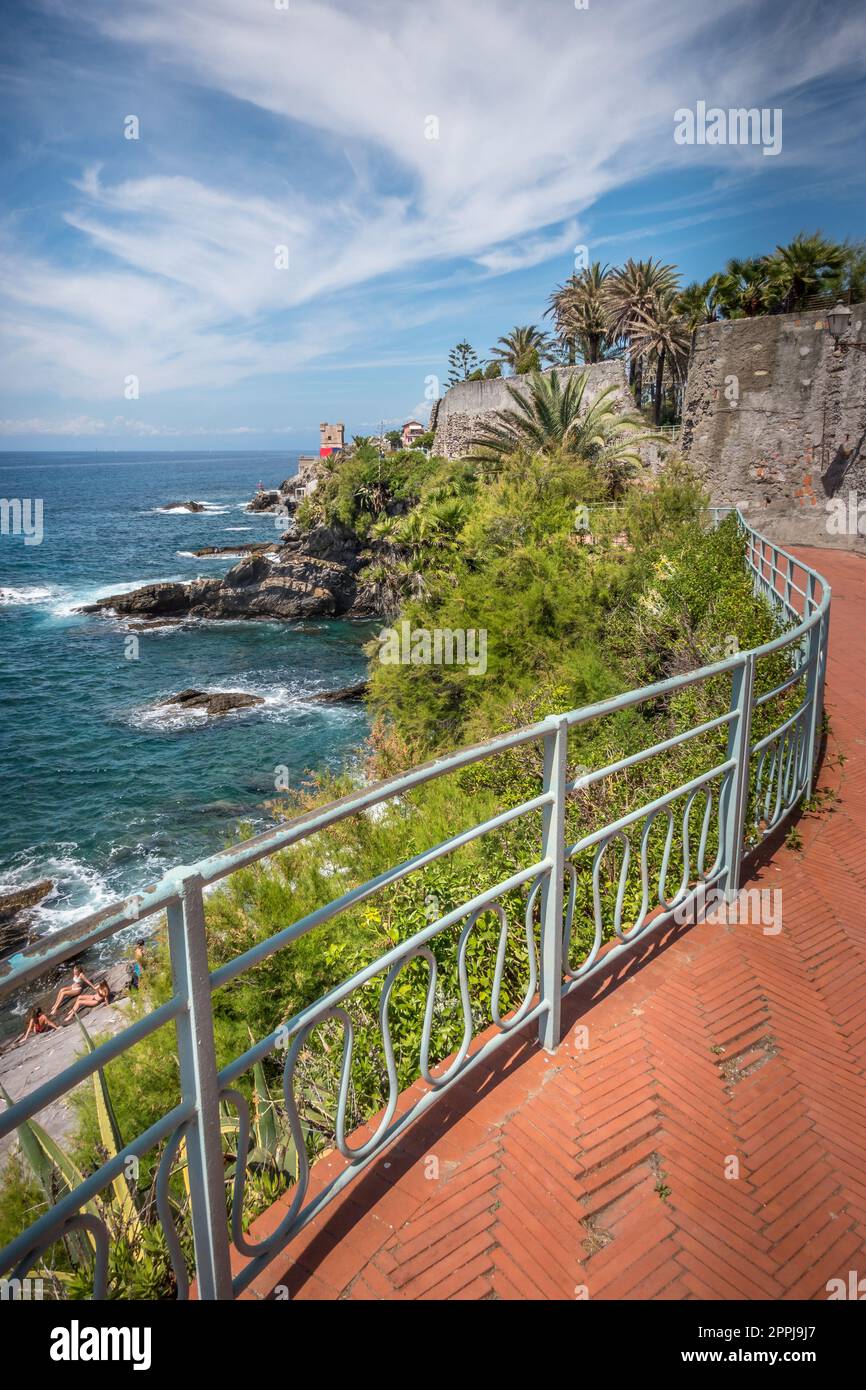 Die Promenade von Nervi in Genua, Italien. Stockfoto