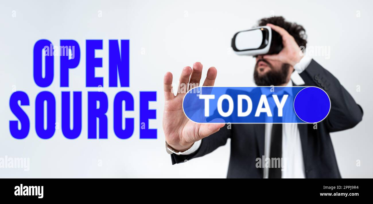 Schreiben Text anzeigen Open Source. Wort für Software, deren ursprünglicher Quellcode frei verfügbar ist Stockfoto