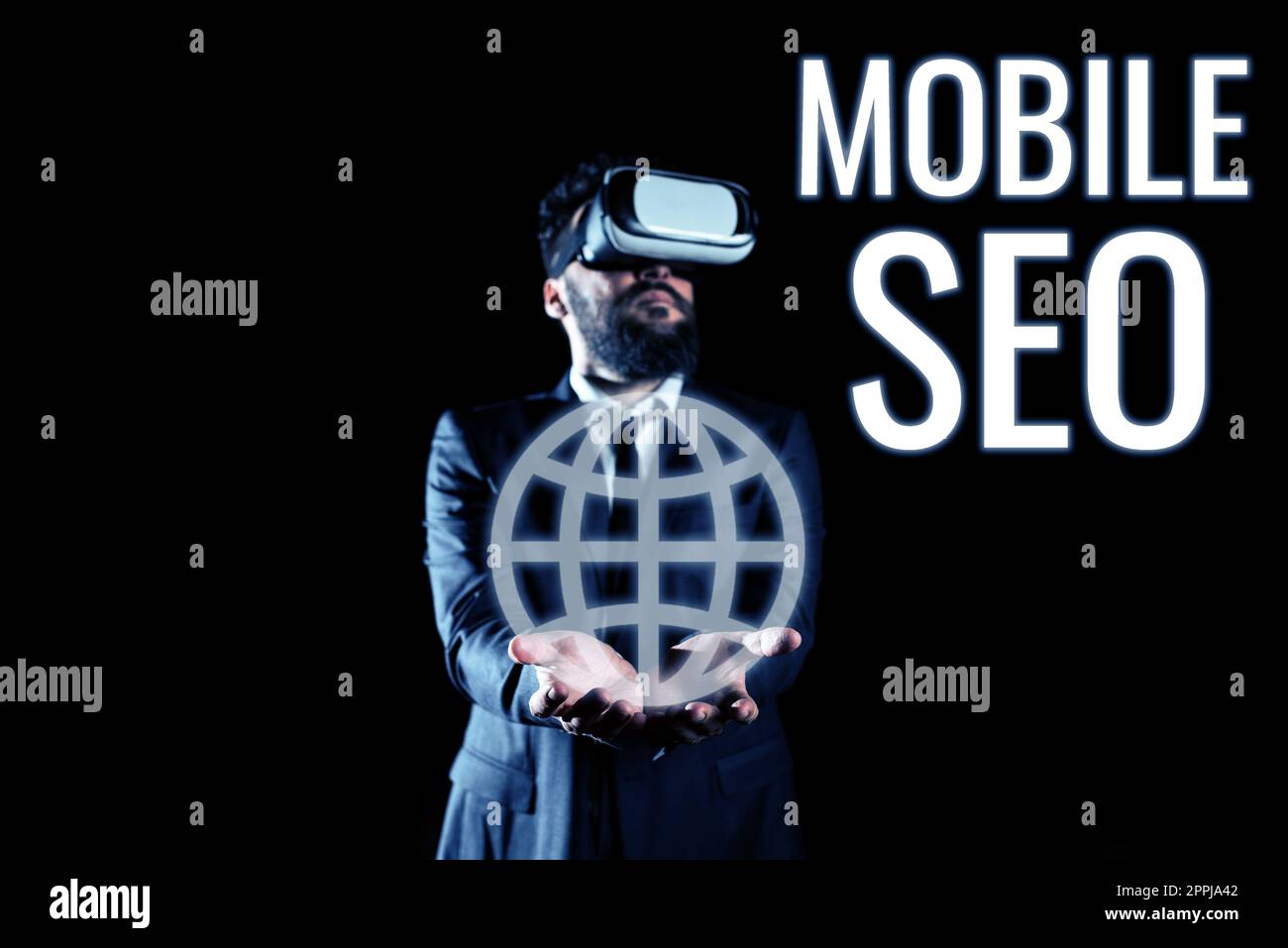 Schreiben Text anzeigen Mobile Seo. Geschäftlicher Ansatz Prozess der Optimierung einer Website für die Rangfolge mobiler Suchvorgänge Stockfoto