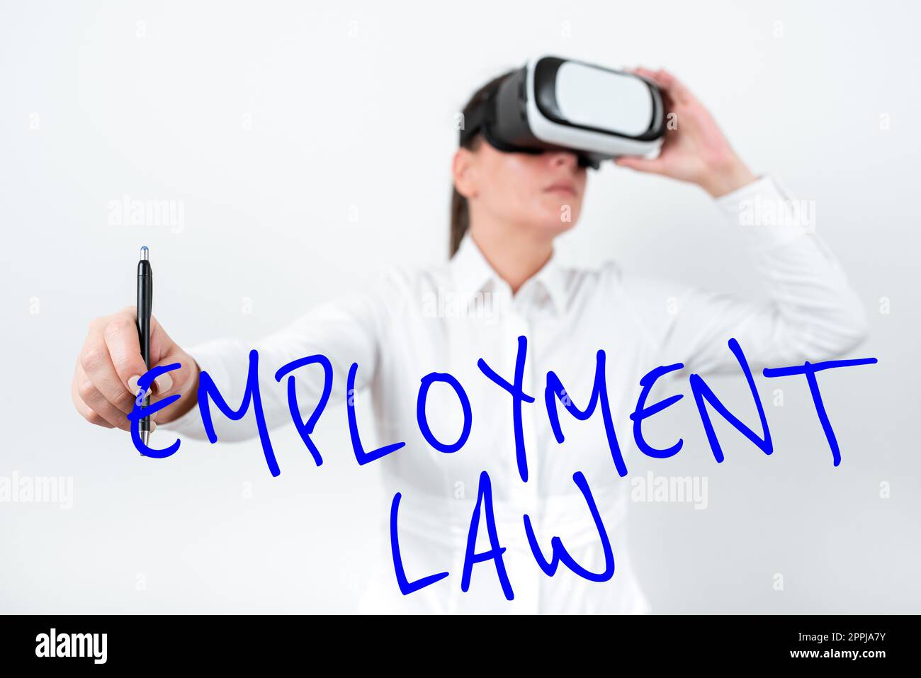 Textzeichen für Arbeitsrecht. Der Unternehmensüberblick befasst sich mit den gesetzlichen Rechten und Pflichten von Arbeitgebern und Arbeitnehmern Stockfoto