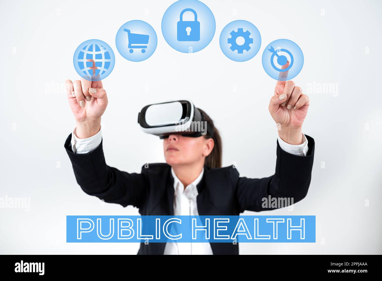 Konzeptunterschrift Public Health. Unternehmensübersicht Förderung einer gesunden Lebensweise für die Gemeinde und ihre Menschen Stockfoto