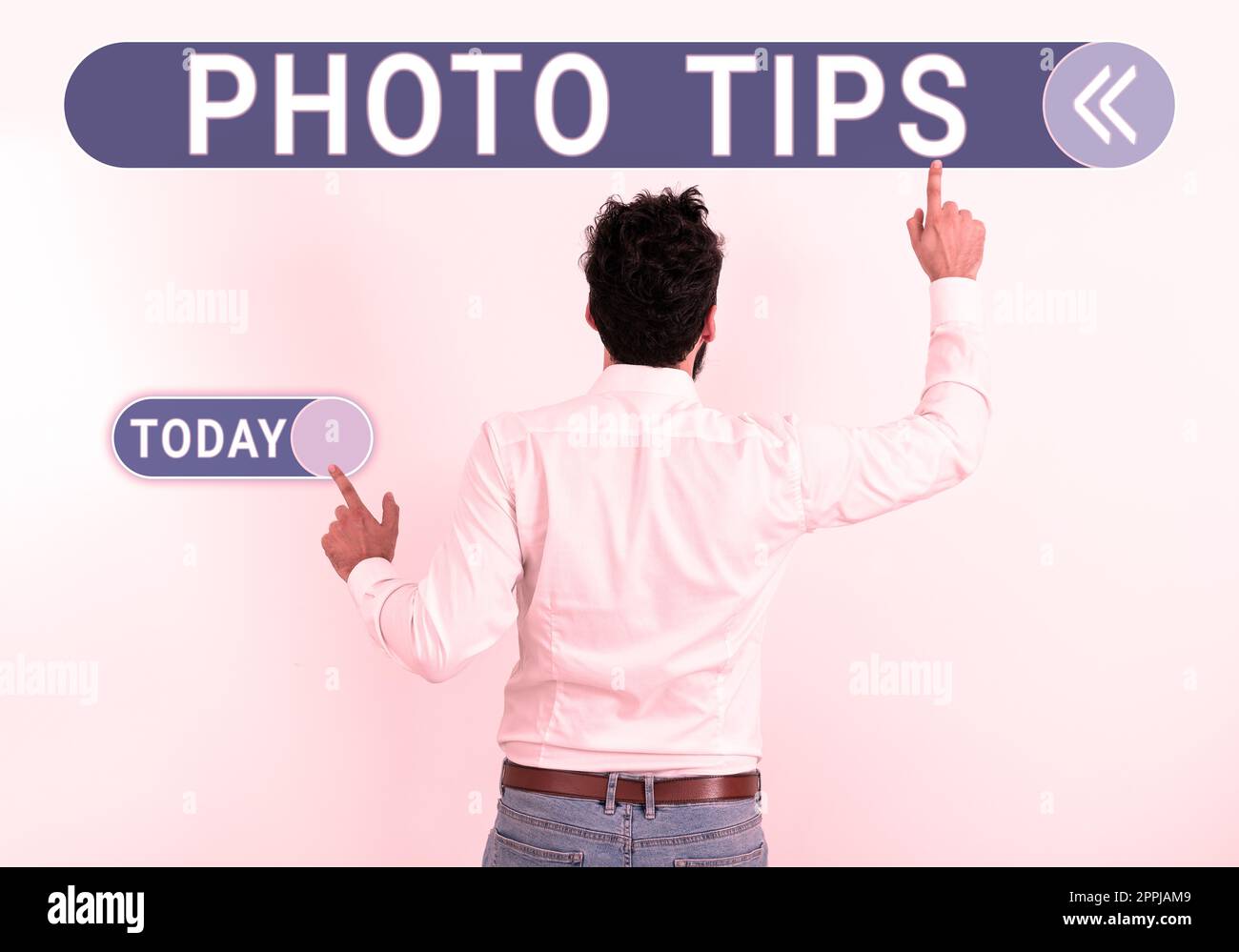 Schreiben mit Text Fototipps. Konzeptionelle Fotovorschläge für gute Bilder Ratschläge für großartige Fotos Stockfoto