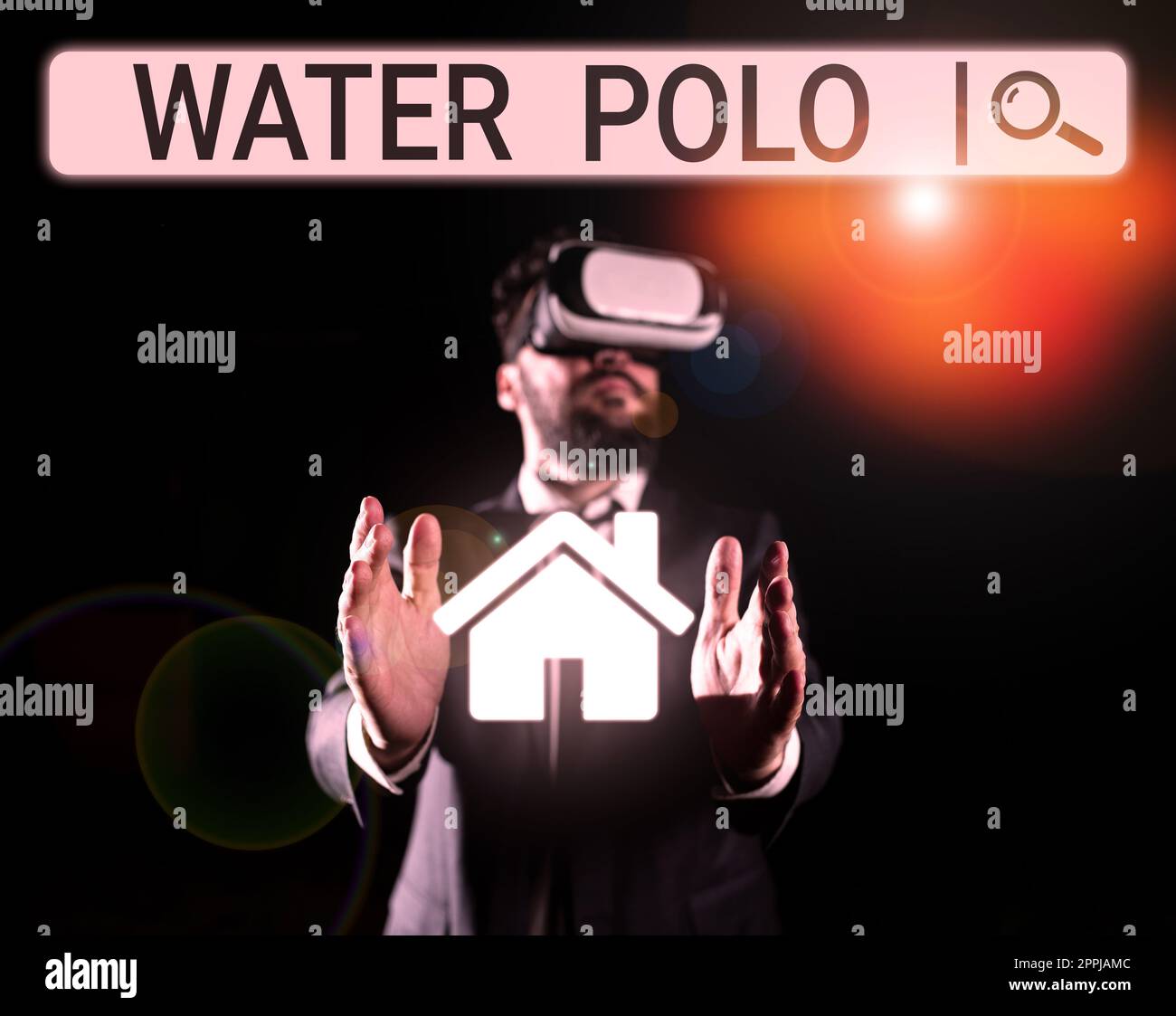 Inspiration mit dem Schild Water Polo. Business-Showcase-Mannschaftssport, der zwischen zwei Teams im Wasser gespielt wurde Stockfoto