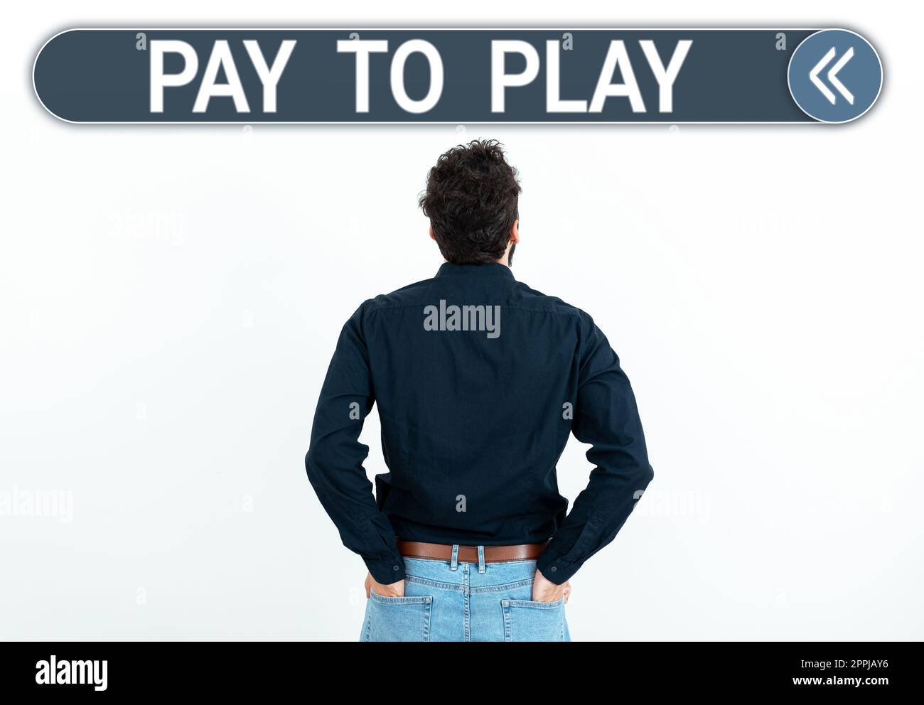 Textzeichen mit Pay-to-Play. Konzept bedeutet, Geld für ein Spiel zu geben, Glücksspiel, Sport, Unterhaltung Stockfoto