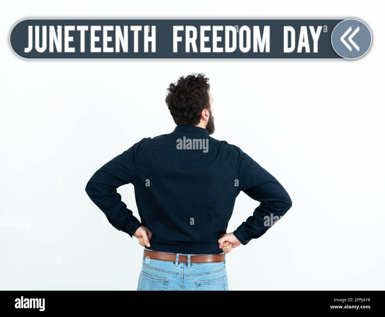 Handgeschriebenes Schild Juneteenth Freedom Day. Geschäftlicher Feiertag in den Vereinigten Staaten zum Gedenken an das Ende der Sklaverei Stockfoto