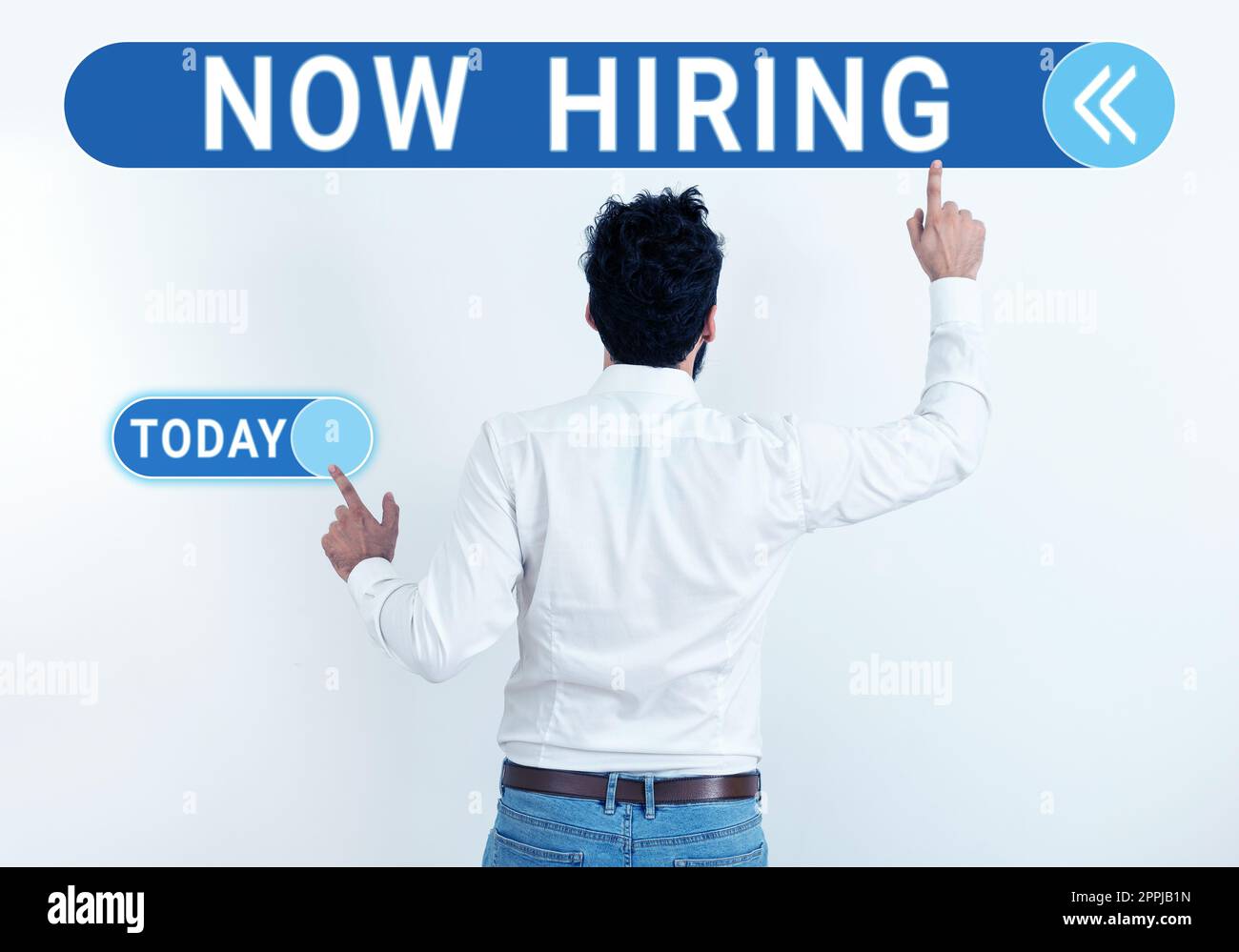 Schreiben mit Text „Aktuelle Einstellung“. Wort für „Workforce Wanted Employees Recruitment Today Job Opportunity“ Stockfoto