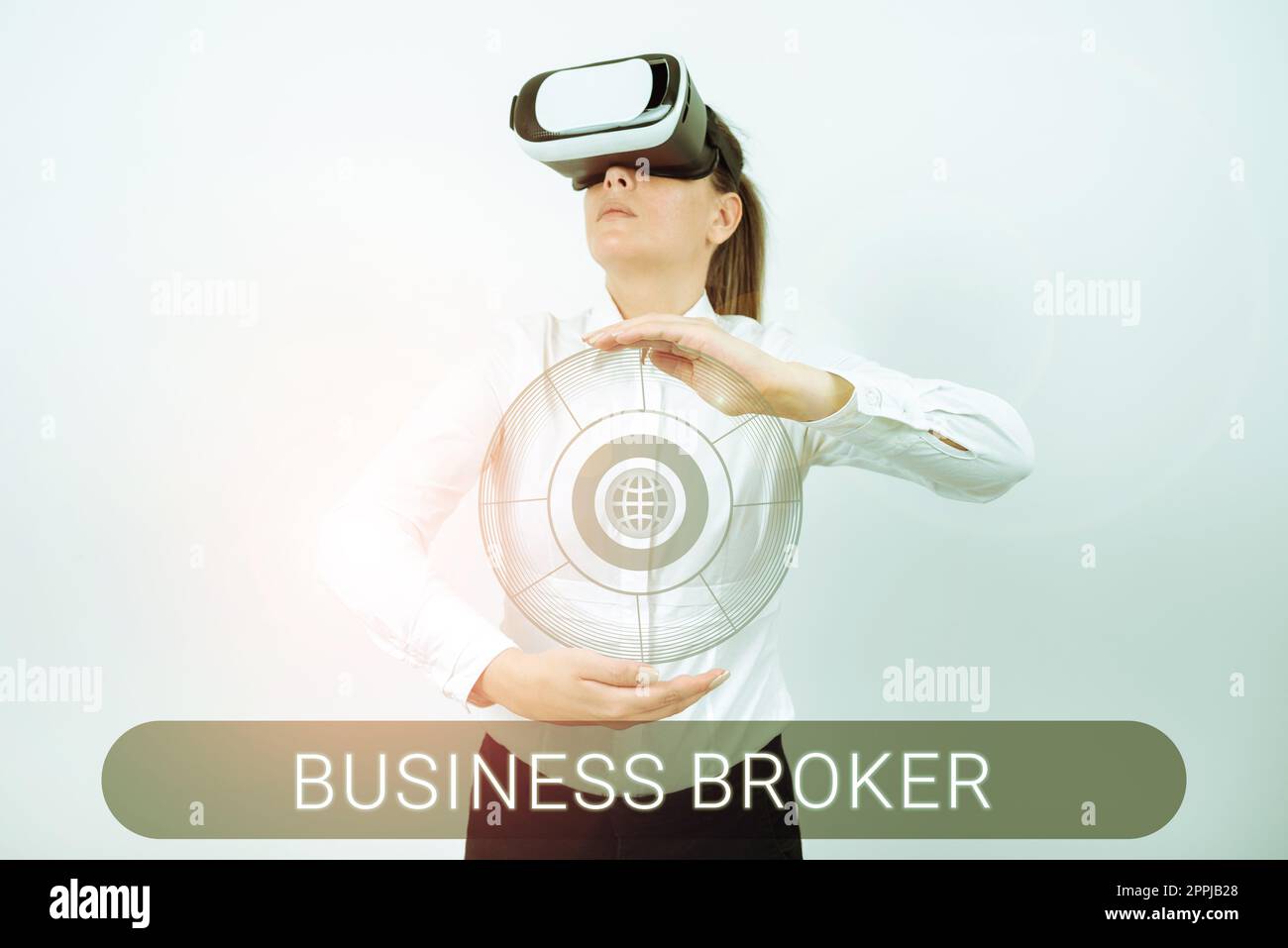 Textüberschrift für Business Broker. Word für die Veröffentlichung von Kurzform-Inhalten eines Unternehmens Stockfoto
