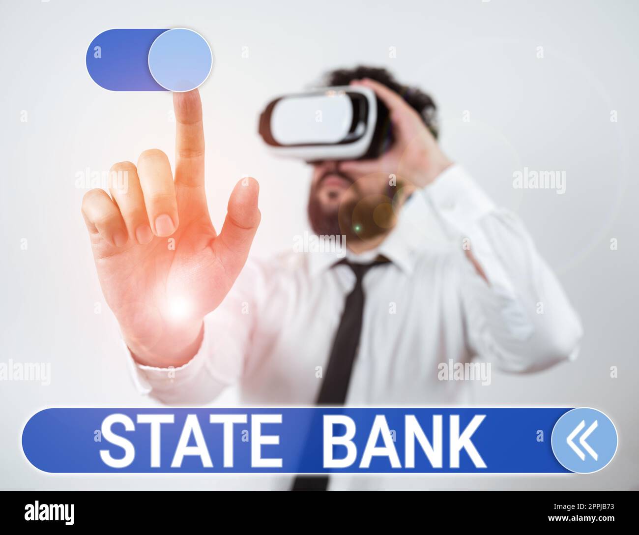 Handschriftliches Schild State Bank. Geschäftsüberblick in der Regel ein Finanzinstitut, das von einem Staat gechartert wird. Stockfoto