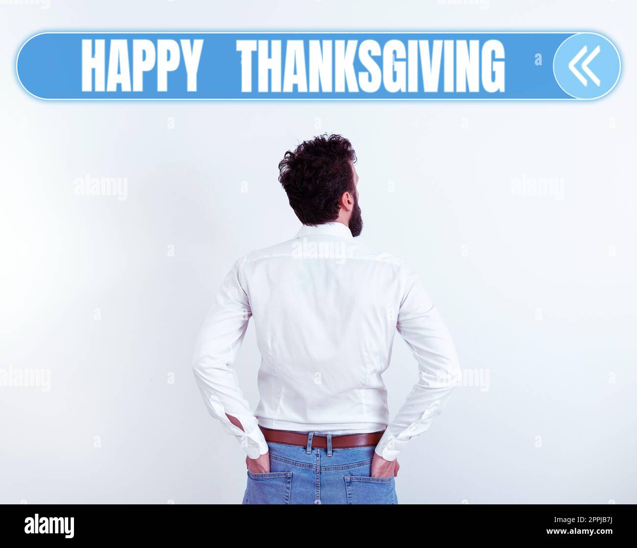 Textüberschrift präsentiert: „Happy Thanksgiving“. Konzept bedeutet Erntefest, Nationalfeiertag wird im November gefeiert Stockfoto