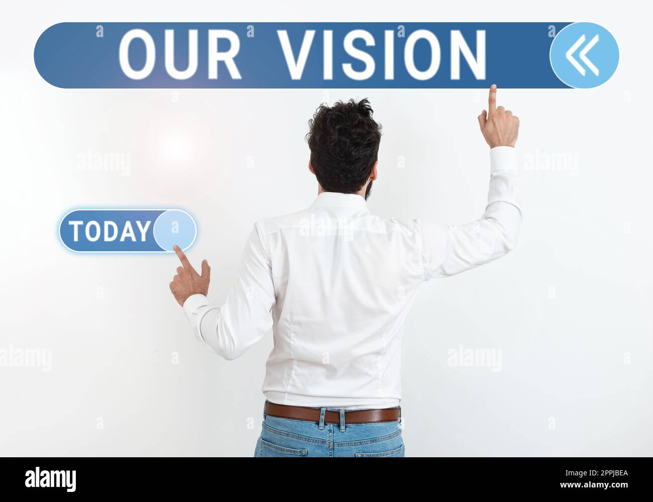 Konzeptionelle Darstellung unserer Vision. Geschäftsplanung für die nächsten fünf bis zehn Jahre zu erreichende Unternehmensziele Stockfoto