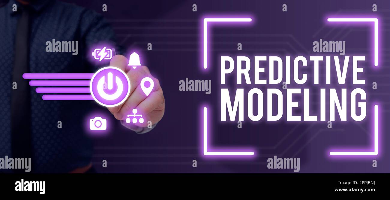 Textzeichen für Predictive Modeling. Business Approach Wartungsstrategie auf Basis von Predictive Analytics Stockfoto
