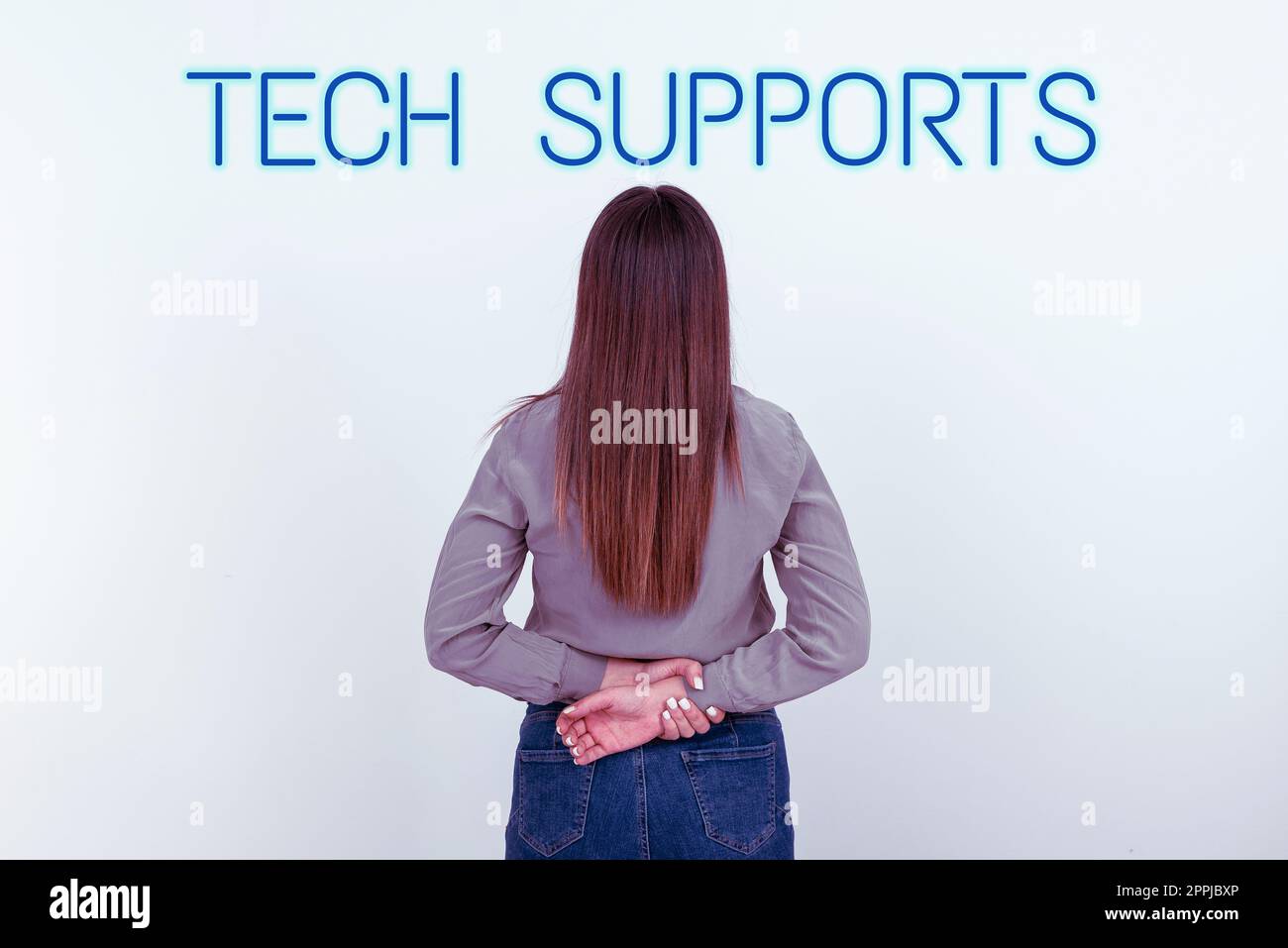 Schreiben Text anzeigen Tech Supports. Wort auf Hilfe, die vom Techniker Online oder vom Call Center Customer Service gegeben wird Stockfoto