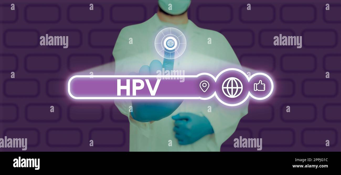 Text mit Inspirations-HPV. Konzeptfoto Gruppe von Viren, die Ihre Haut und die feuchten Membranen beeinflussen Stockfoto