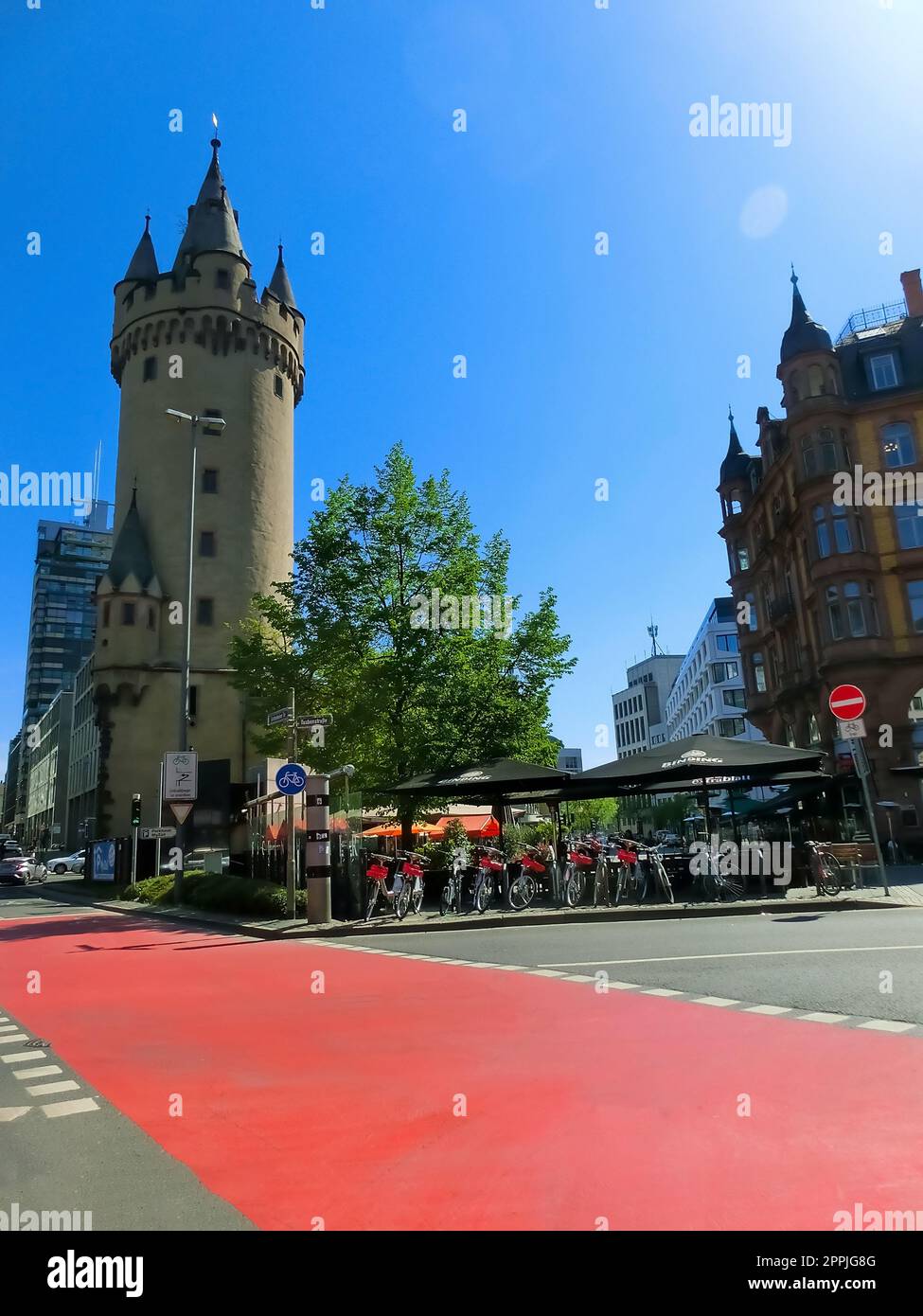 Ehemaliger Wachturm Bockenheimer Warte in Frankfurt am Main Stockfoto