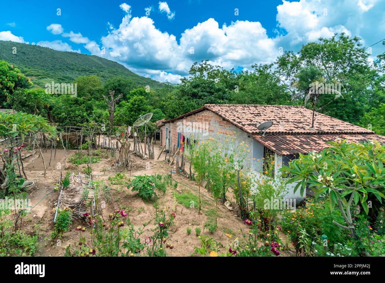 Dorfgebäude in der Landschaft Brasiliens Stockfoto