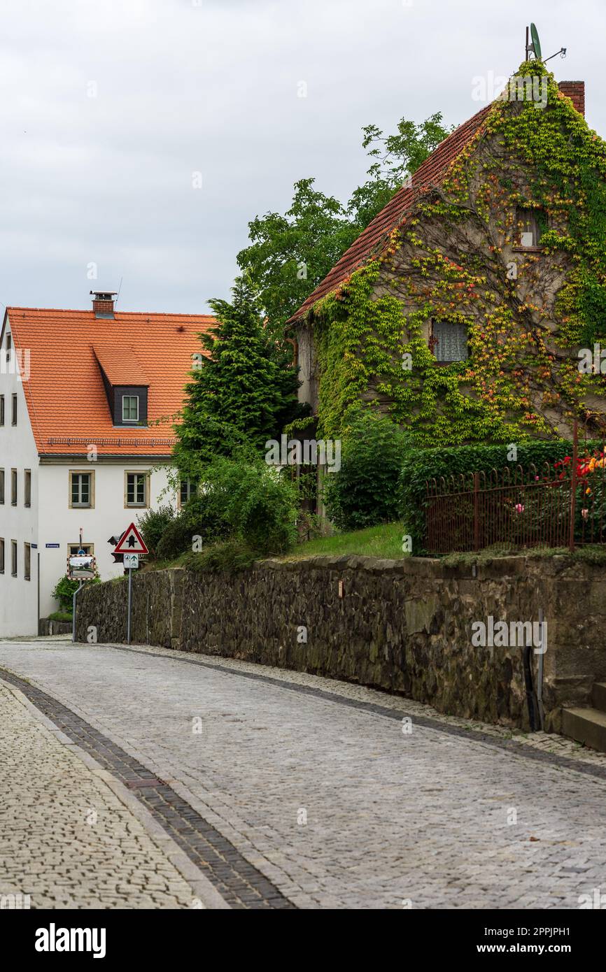 Straßen einer alten historischen Stadt Stolpen. Sachsen. Deutschland. Stockfoto
