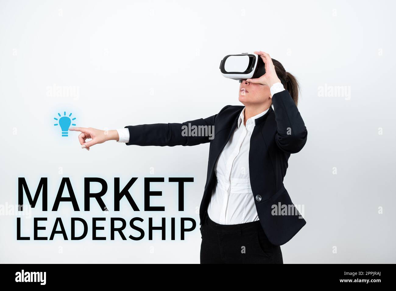 Schreiben mit Text Market Leadership. Konzept bedeutet, dass das Unternehmen die größte Menge eines bestimmten Produkts verkauft Stockfoto