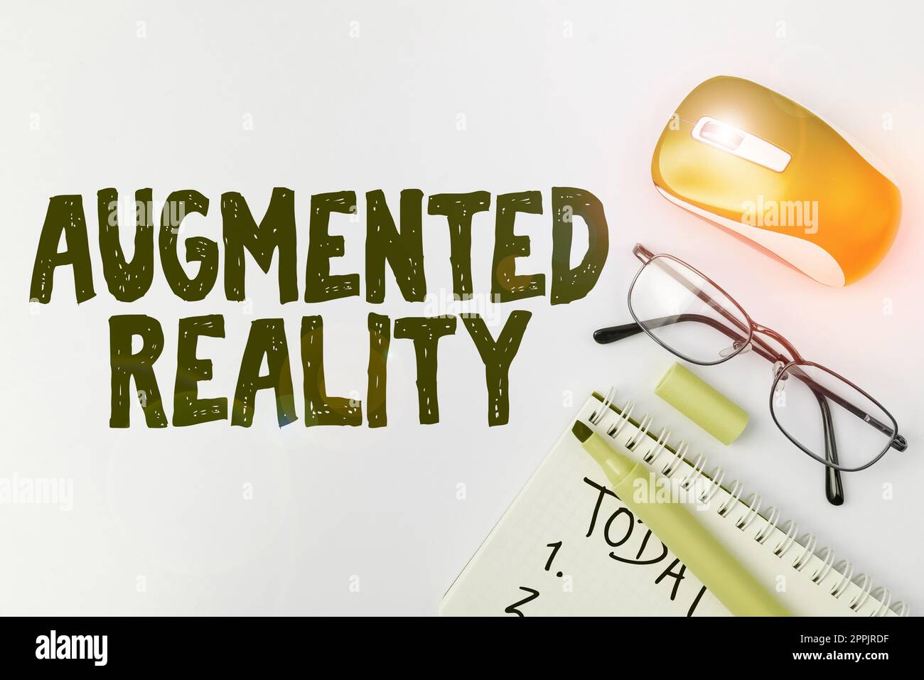 Text mit Inspiration Augmented Reality. Business Showcase-Technologie, die Computerbilder in der realen Welt aufzwingt Stockfoto