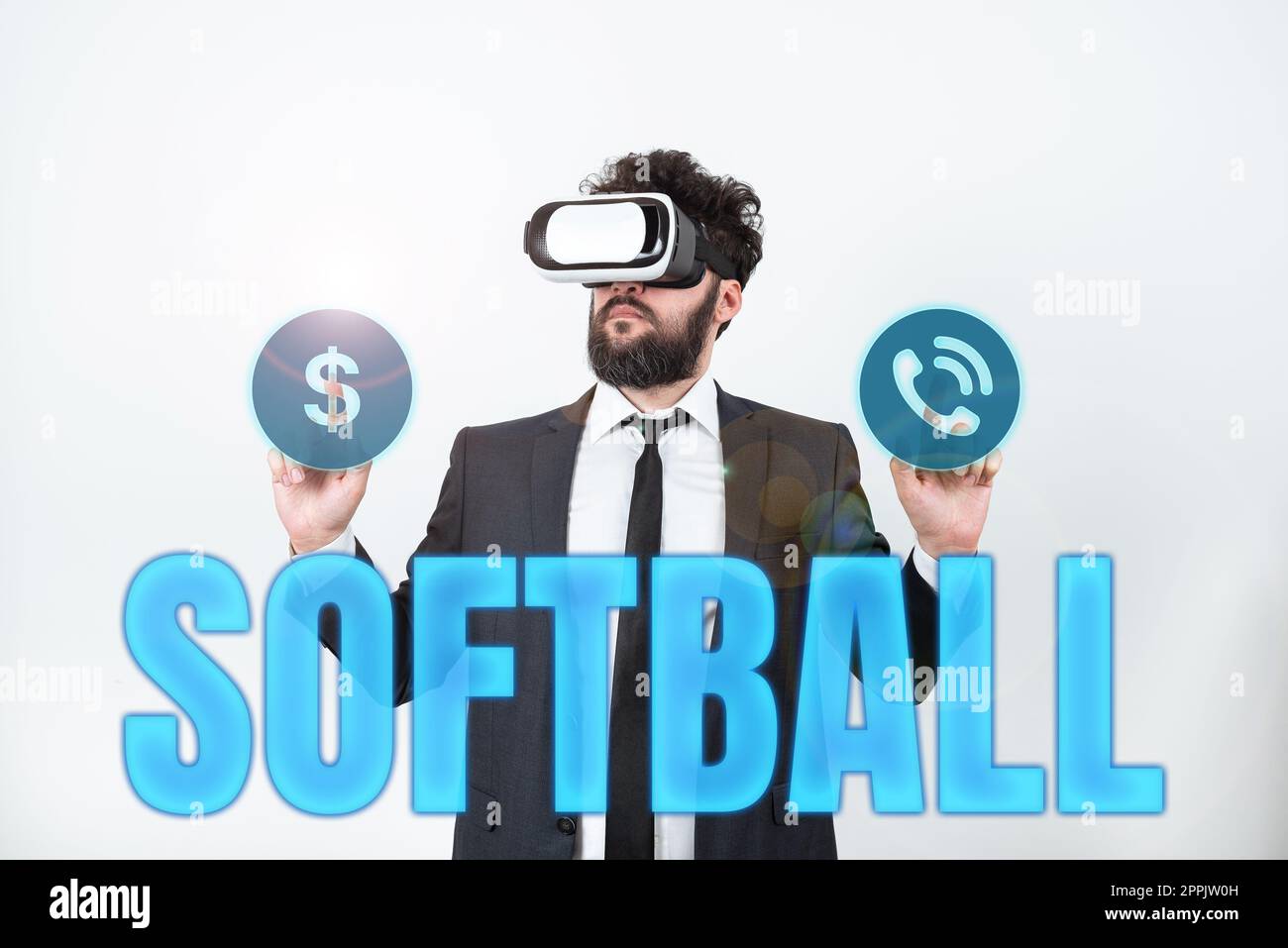 Textbeschriftung für Softball. Konzeptfoto ein Sport ähnlich dem Baseball, der mit einem Ball und einem Schläger gespielt wird Stockfoto