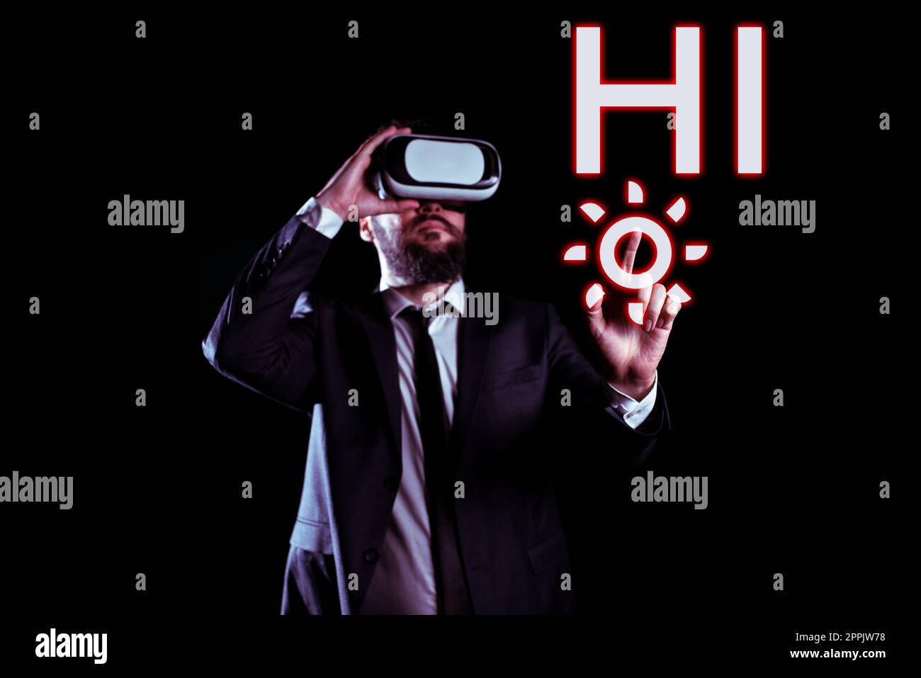 Text mit Inspiration Hi. Geschäftsübersicht als Begrüßung oder um ein Telefongespräch zu beginnen jemand begrüßen Stockfoto