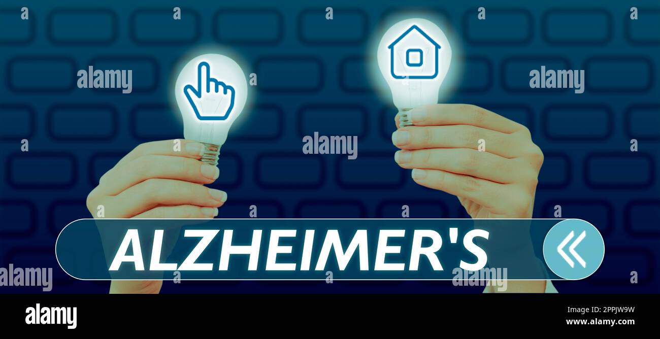 Konzeptionelle Darstellung Alzheimer. Konzeptionelle photoprogressive psychische Verschlechterung, die im mittleren Lebensalter auftreten kann Stockfoto