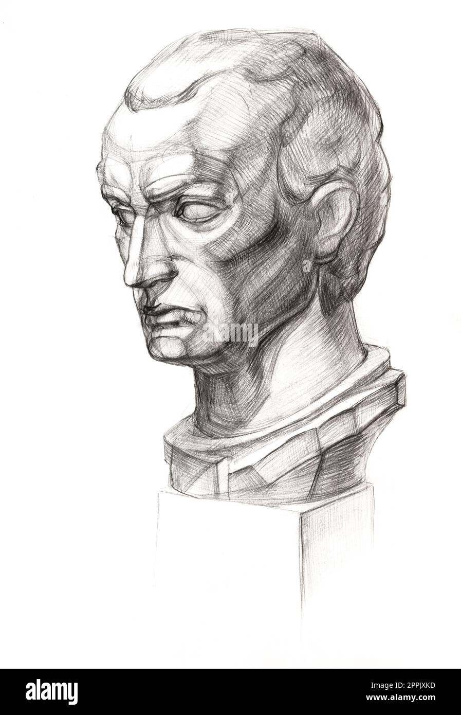 Handgezeichnetes Gipsmodell des Gattamelata-Kopfes Stockfoto