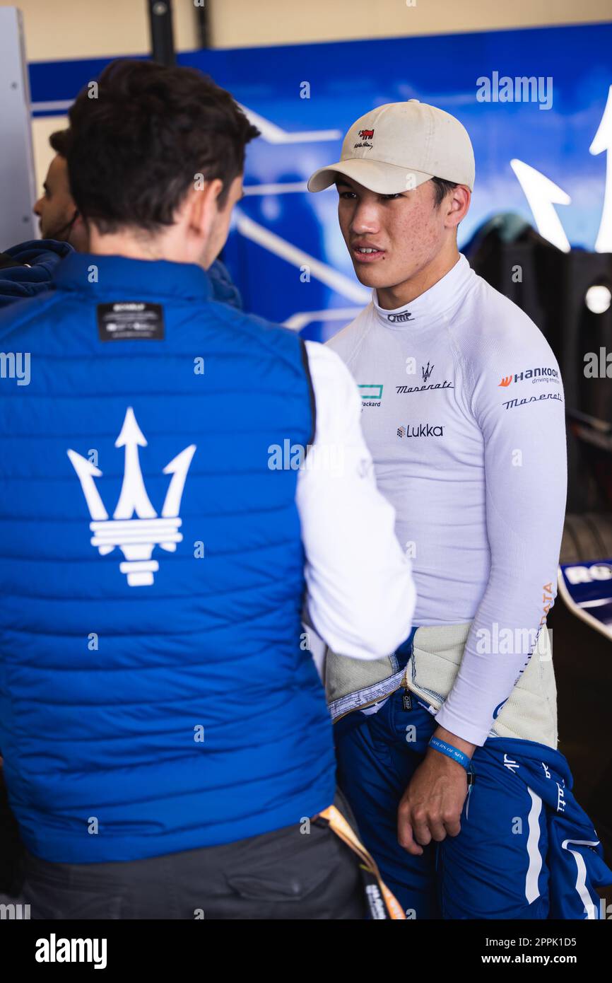 BARTER Hugh (nzl), Maserati MSG Racing, Spark-Venturi, Porträt während des Rookie-Tests 2023 der ABB FIA Formel E-Weltmeisterschaft 2022-23 auf dem Tempelhof Airport Street Circuit am 24. April 2023 in Berlin - Foto: Germain Hazard/DPPI/LiveMedia Stockfoto