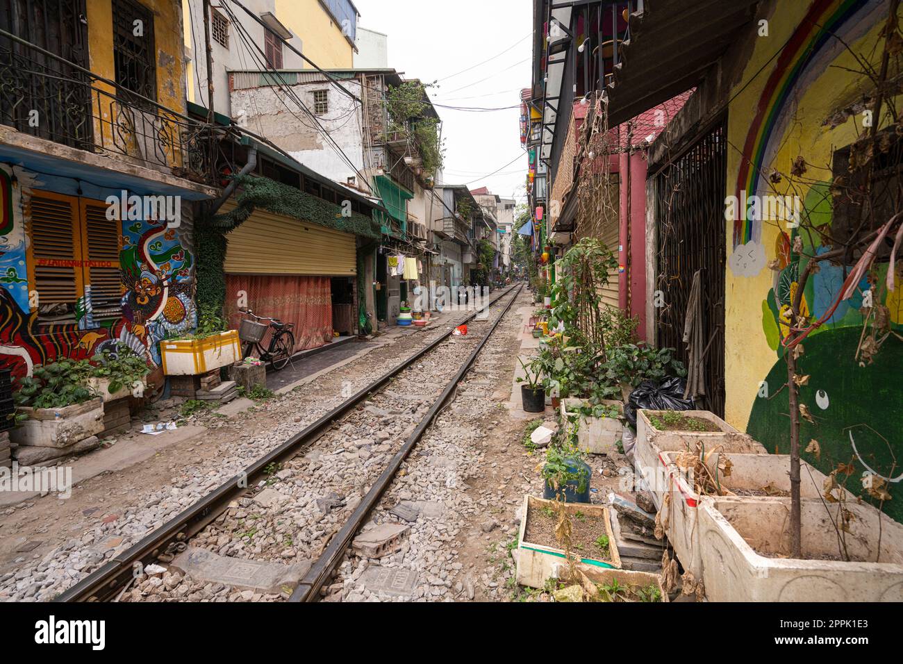 Hanoi-Bahnstraße im Stadtzentrum Stockfoto