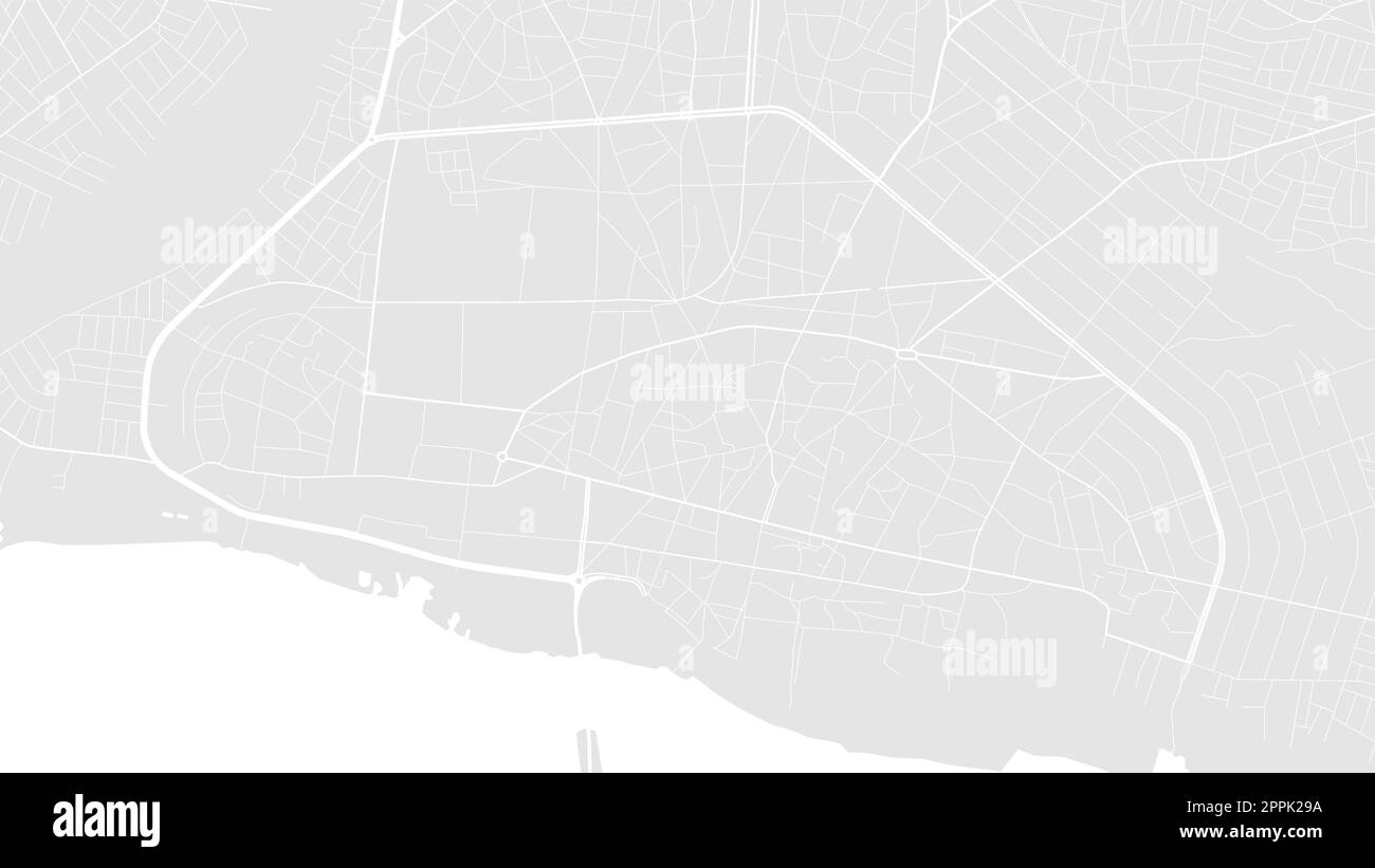 Hintergrund Karte Porto-Novo, Benin, weiß-hellgraues Stadtposter. Vektorkarte mit Straßen und Wasser. Breitbildformat, digitales, flaches Design Roadma Stock Vektor
