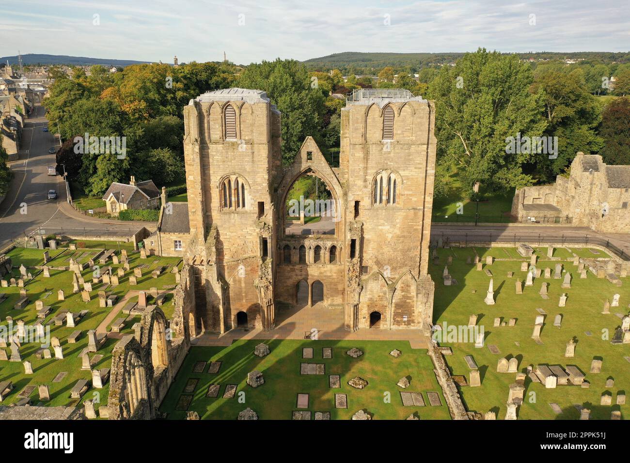 Ruine der mittelalterlichen Elgin-Kathedrale in Schottland Stockfoto