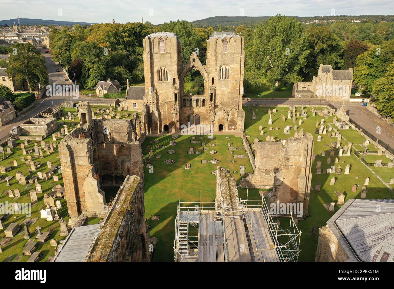 Ruine der mittelalterlichen Elgin-Kathedrale in Schottland Stockfoto