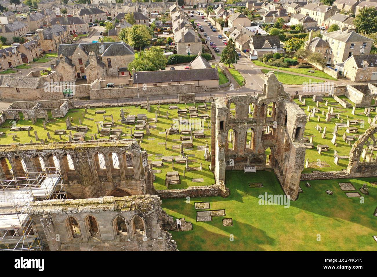 Ruine der mittelalterlichen Elgin-Kathedrale in Schottland Stockfoto