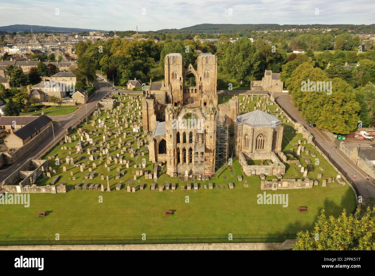 Ruine der mittelalterlichen Elgin-Kathedrale in Schottland Stockfoto