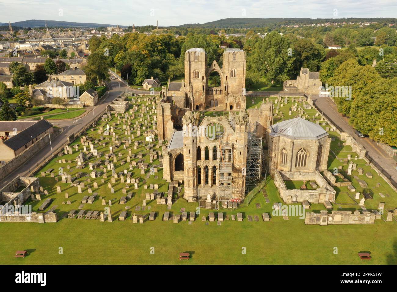 Ruine der mittelalterlichen Elgin-Kathedrale in Schottland Stockfoto