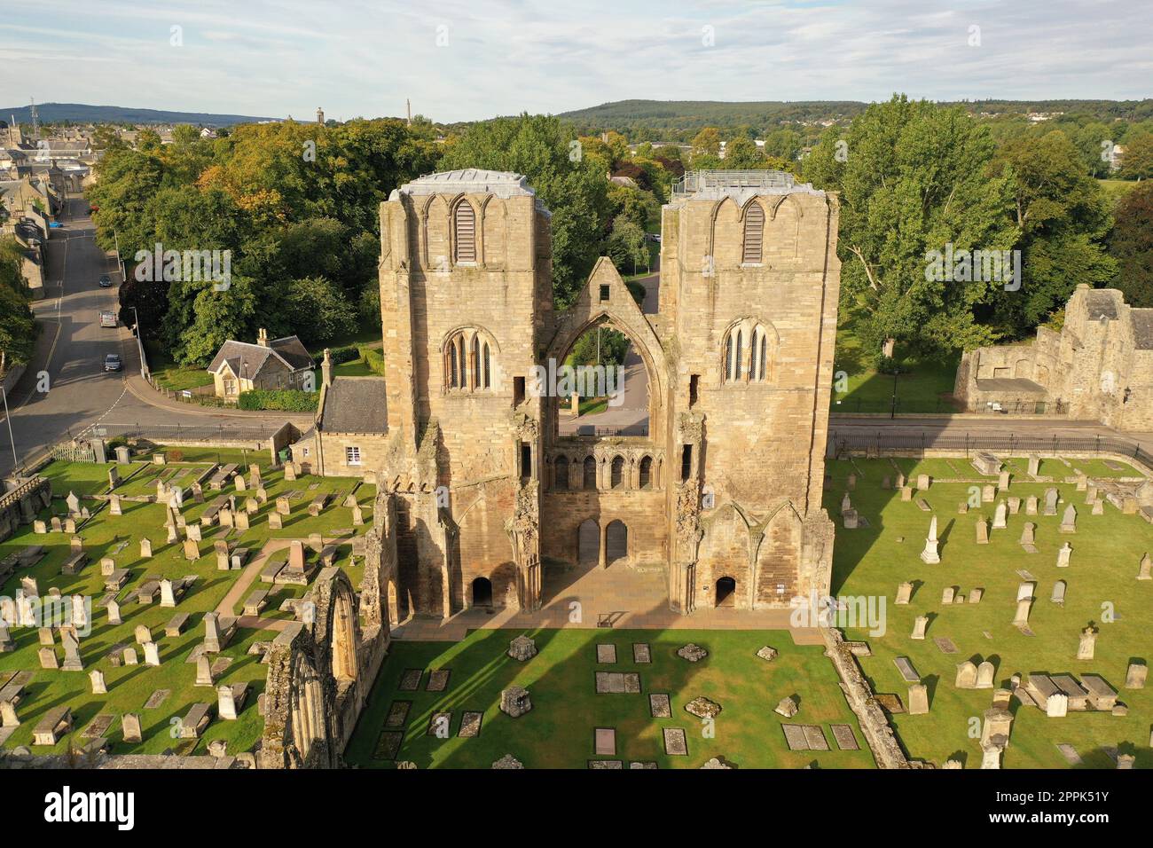 Ruine der mittelalterlichen Elgin-Kathedrale in Schottland Stockfoto