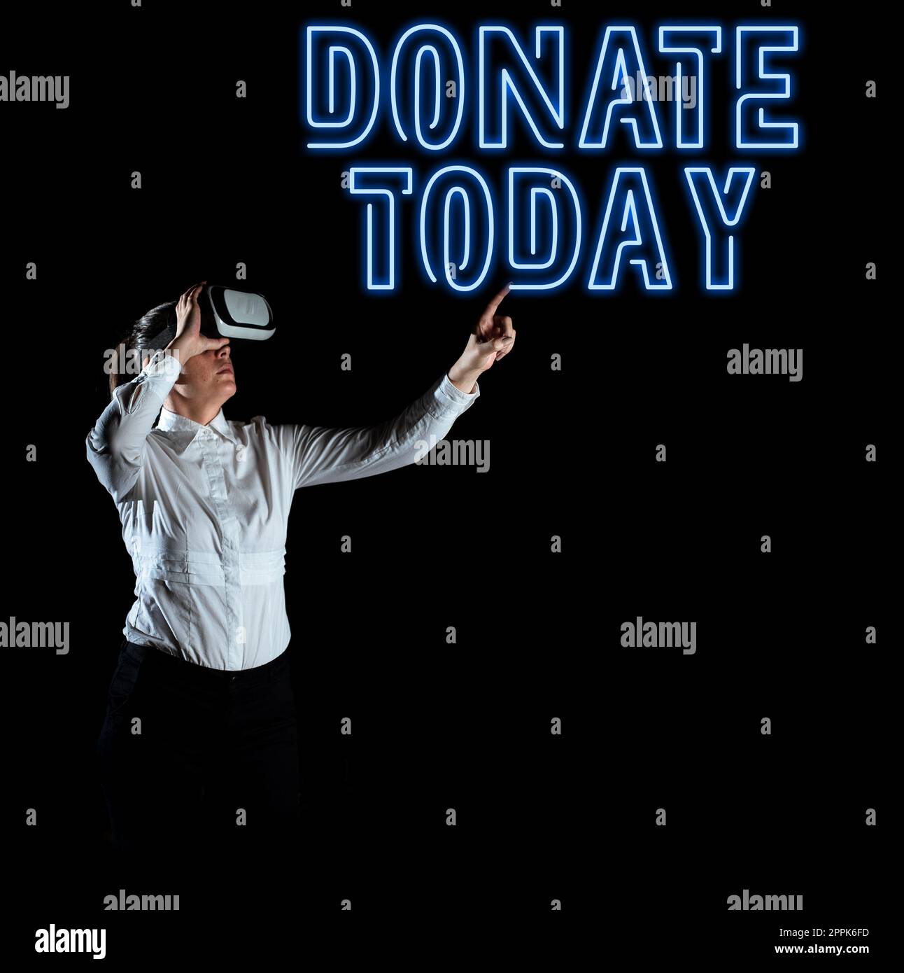 SMS-Schild mit der Anzeige Spenden heute. Geschäftskonzept, um einer Person oder Organisation wie Waren, Geld oder Zeit zu geben Stockfoto