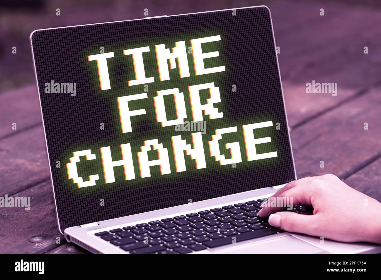 Textschild mit der Zeit für die Änderung. Konzept Bedeutung handeln neue Anfänge Leben verändern und verbessern Stockfoto